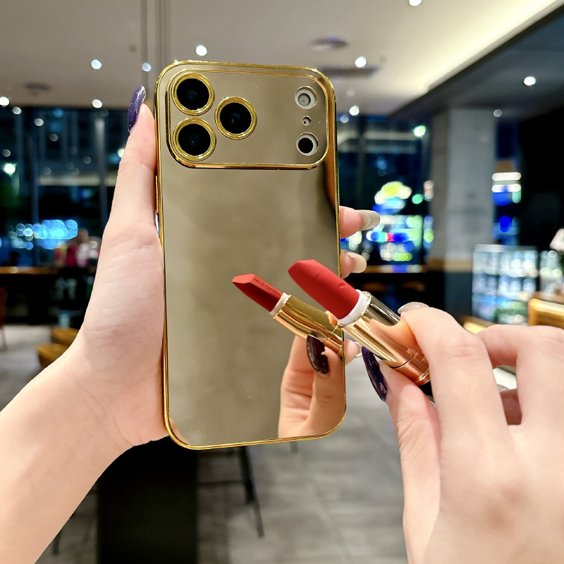 Phone Cases Classy - Luxuriöse einfarbige, stoßfeste Make-up-Spiegel-Handyhülle für iPhone