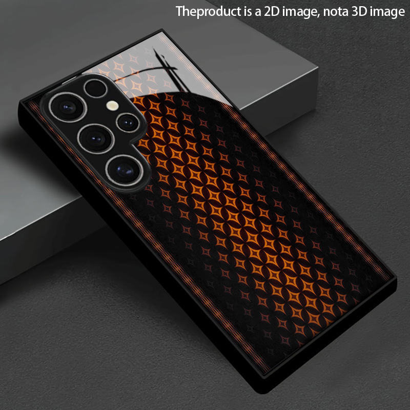 Phone Cases Orange - Orangefarbene geometrische 2D-Handyhülle, kompatibel mit Samsung
