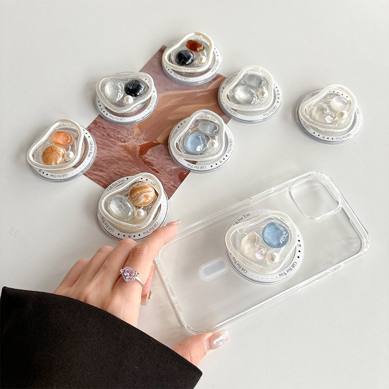 Phone Cases Orange - Unregelmäßiger Naturstein-Stil Magnetischer Handyhalter Perlen-Glitzer Minimalistischer