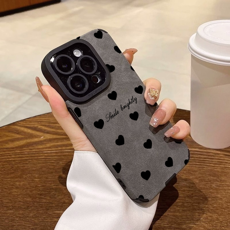 Phone Cases Classy - Neue luxuriöse schwarze Liebesherz-weiche Handyhülle für