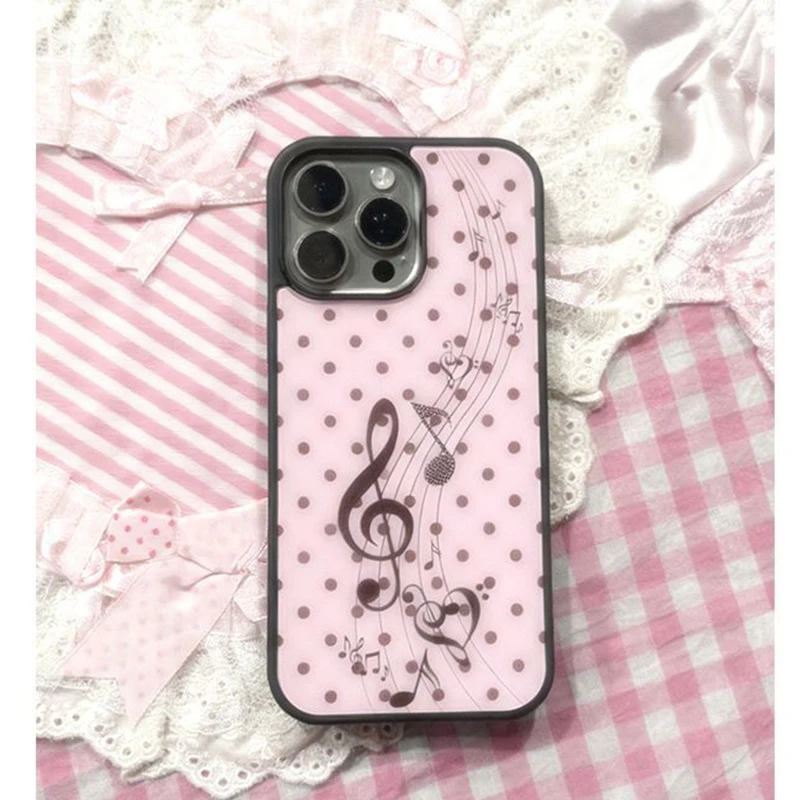 Phone Cases Cool Girl - Koreanische Ins-Handyhülle mit rosa-braunem Polka-Dot-Muster, Mädchenherz