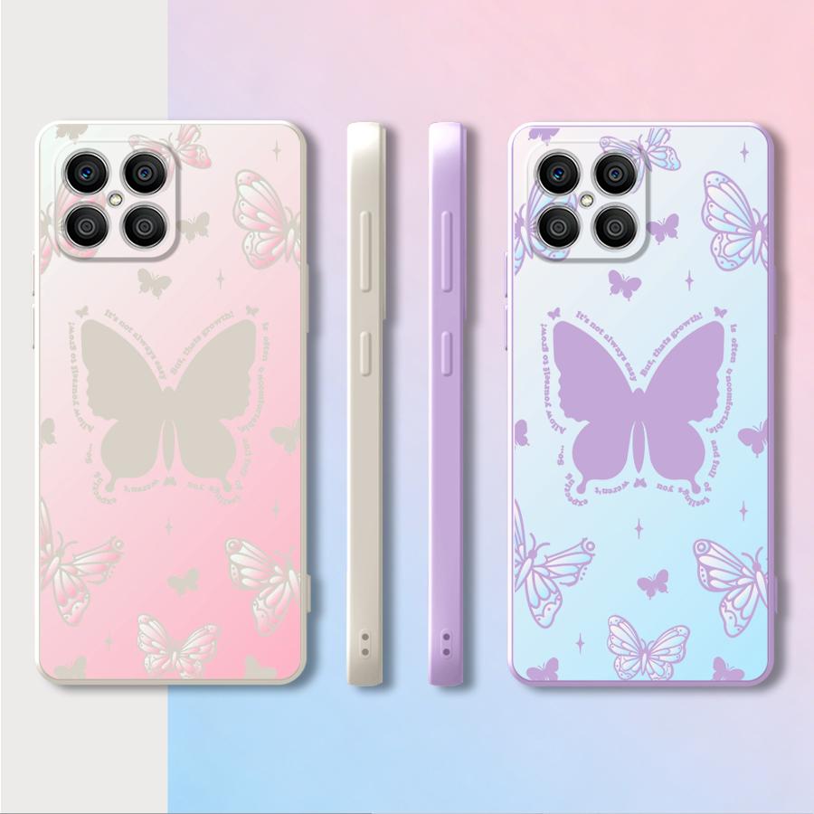 Phone Cases Honor - Rosa Schmetterling Soft Cover Handyhülle für