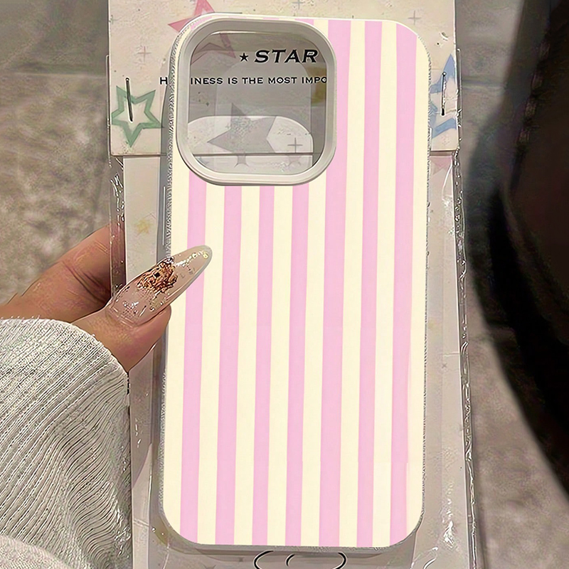Phone Cases Australia - Einfache rosa vertikal gestreifte Lichee-Muster Handyhülle