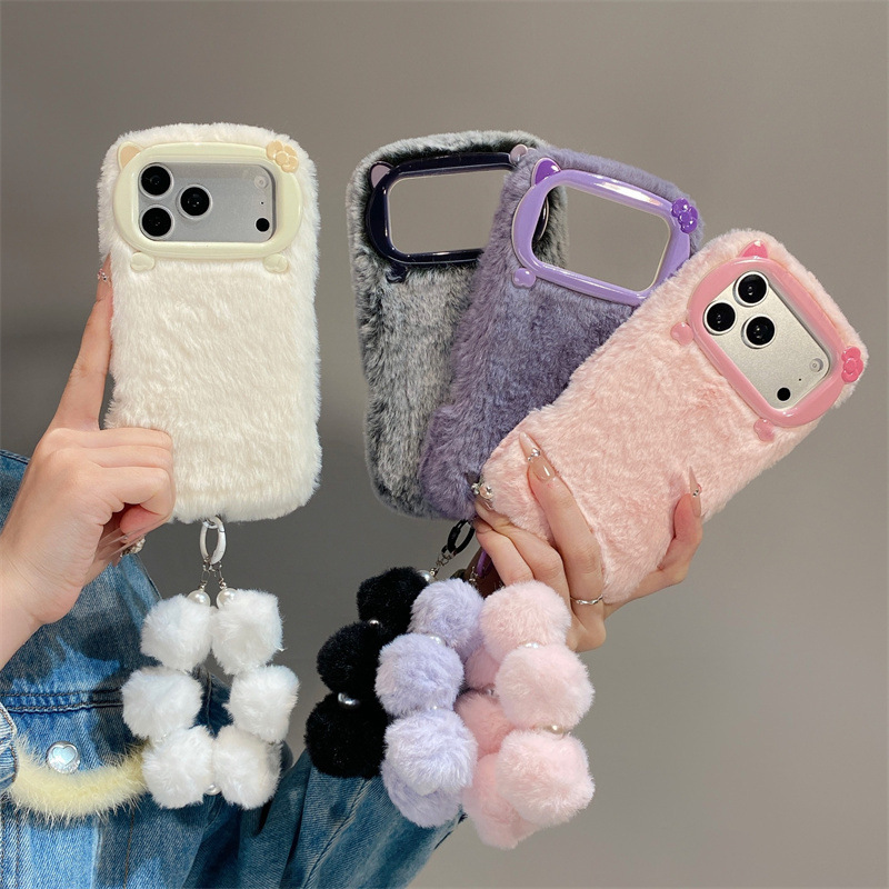 Phone Cases For Iphone 11 - Luxuriöse Einfarbige Flauschige Plüsch-Handyhülle für iPhone