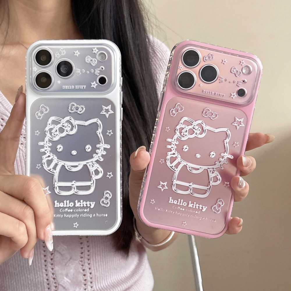 Phone Cases That Cover The Camera - Niedliche Cartoon Rosa Silberner Boden Stern