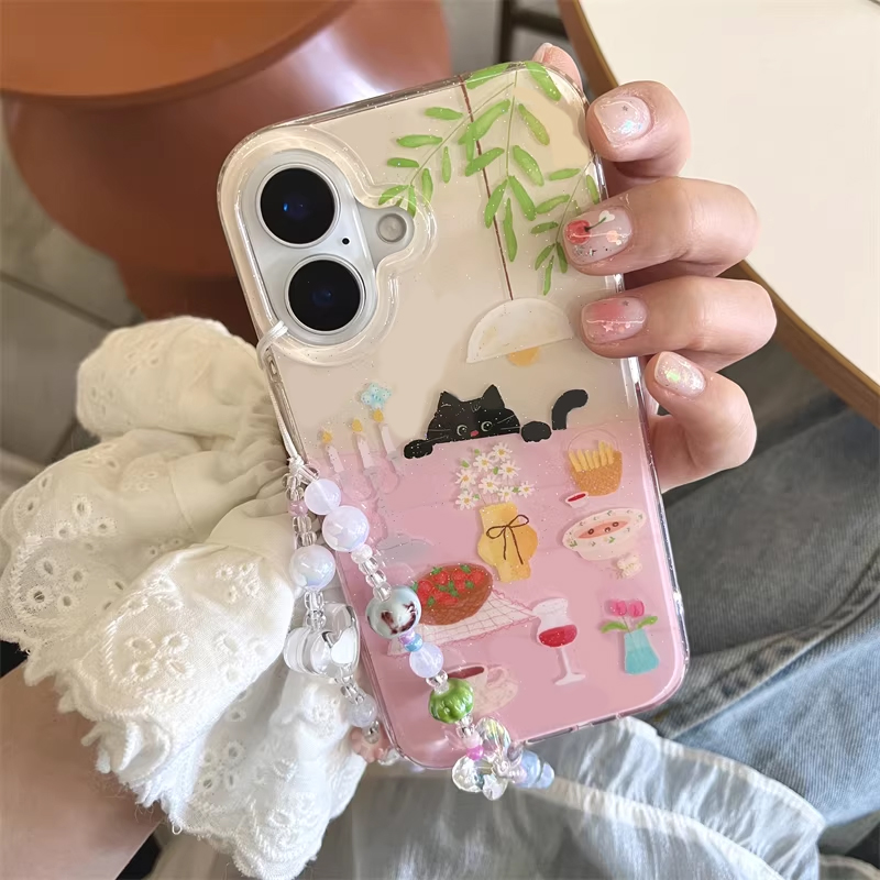 Phone Cases Cool Girl - Ins Girl Niedliche Esstisch-Katzen-Cartoon-Handyhülle für iPhone