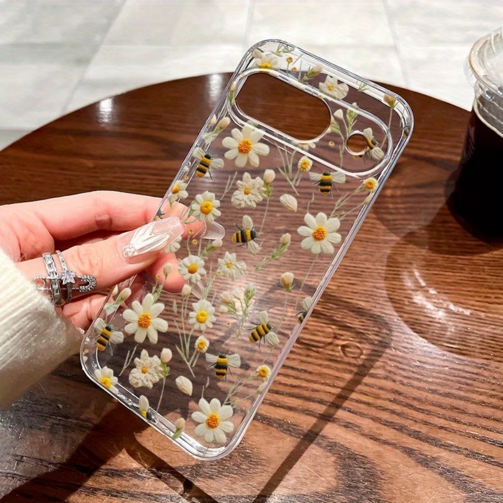 Phone Cases Pixel 10 Pro - Niedliches Honigbienen-Blumenmuster Weiche Transparente Handyhülle für