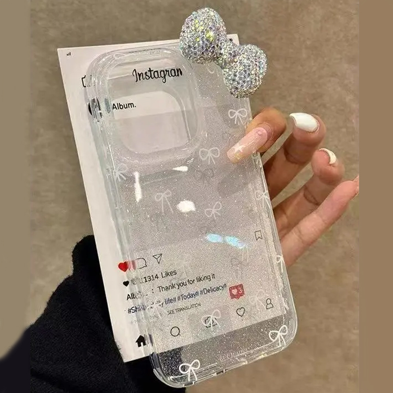 Phone Cases Classy - Luxus Funkelndes Pulver 3D Volldiamant Schleife