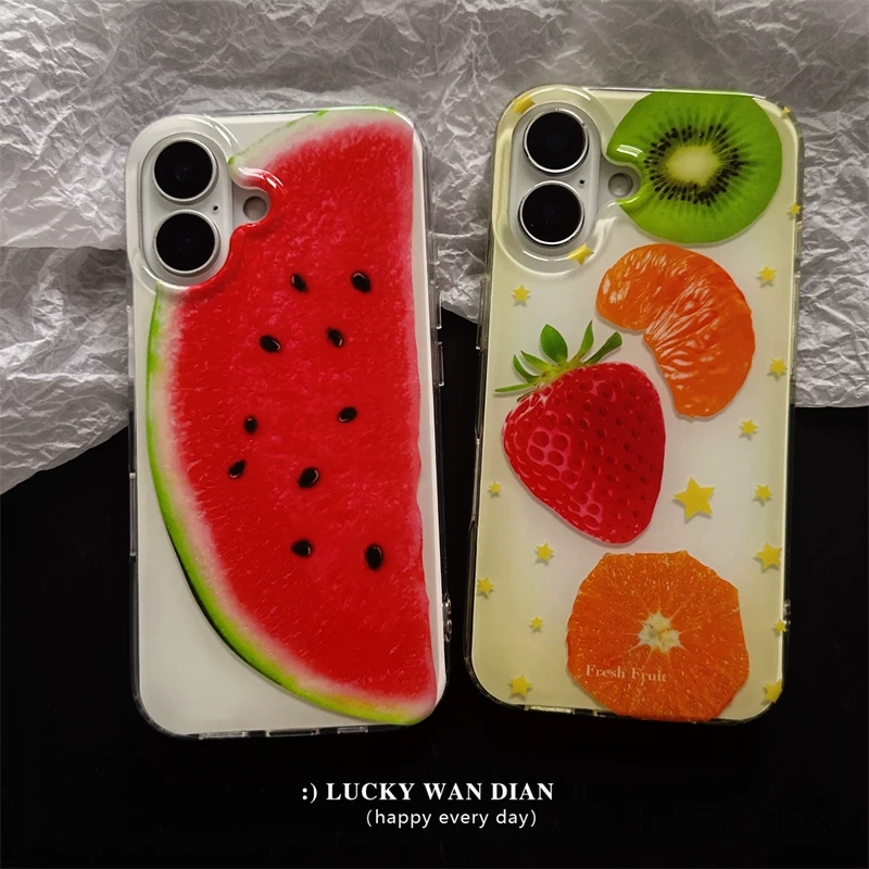 Phone Cases Orange - Sommerliche Vollbild-Handyhülle mit Früchten (Erdbeere, Kiwi,