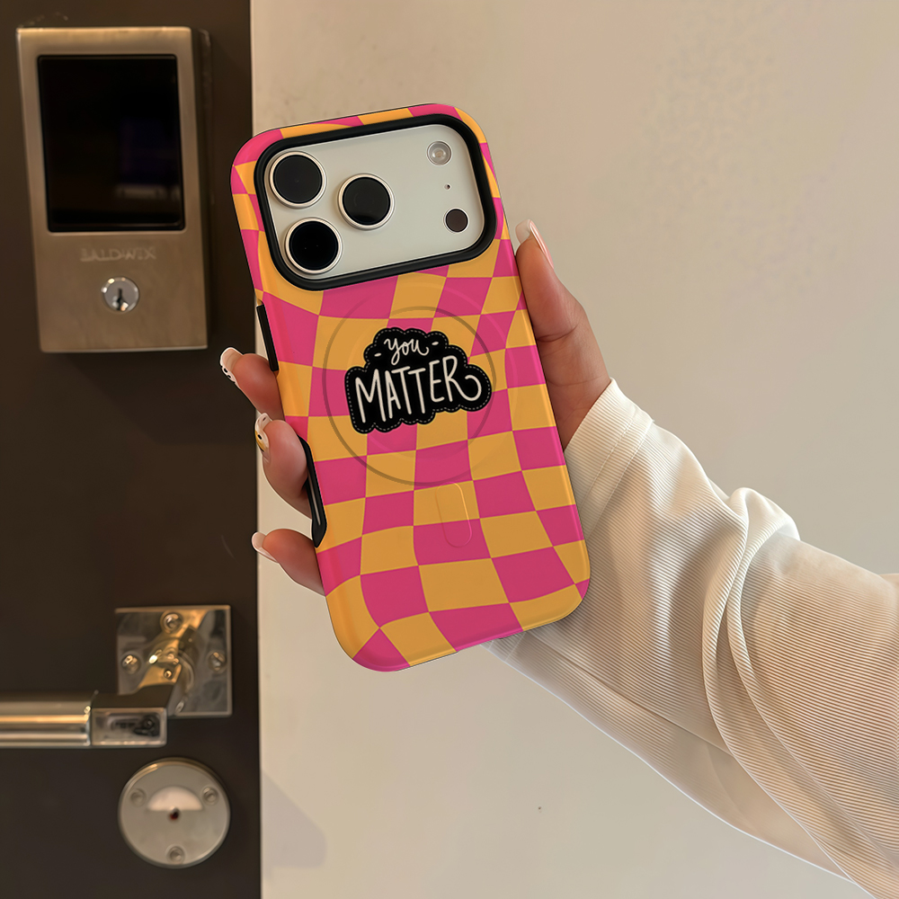 Pink-Orange Kariertes Slogan-D – Phone Cases Orange Bewertung und Preis