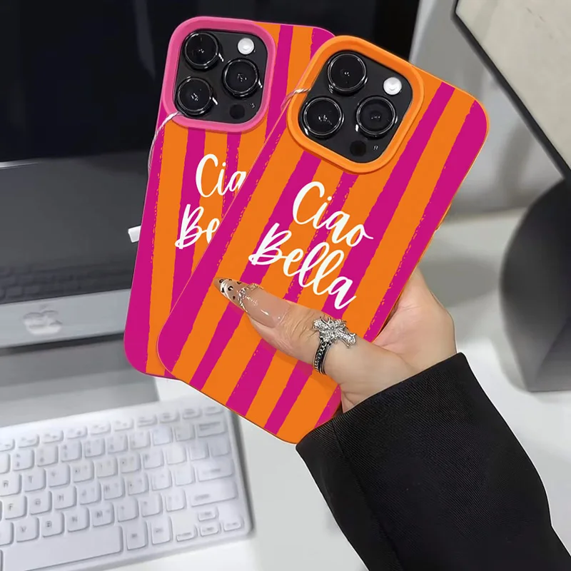 Orange gestreifte minimalistis – Phone Cases Orange Bewertung und Preis